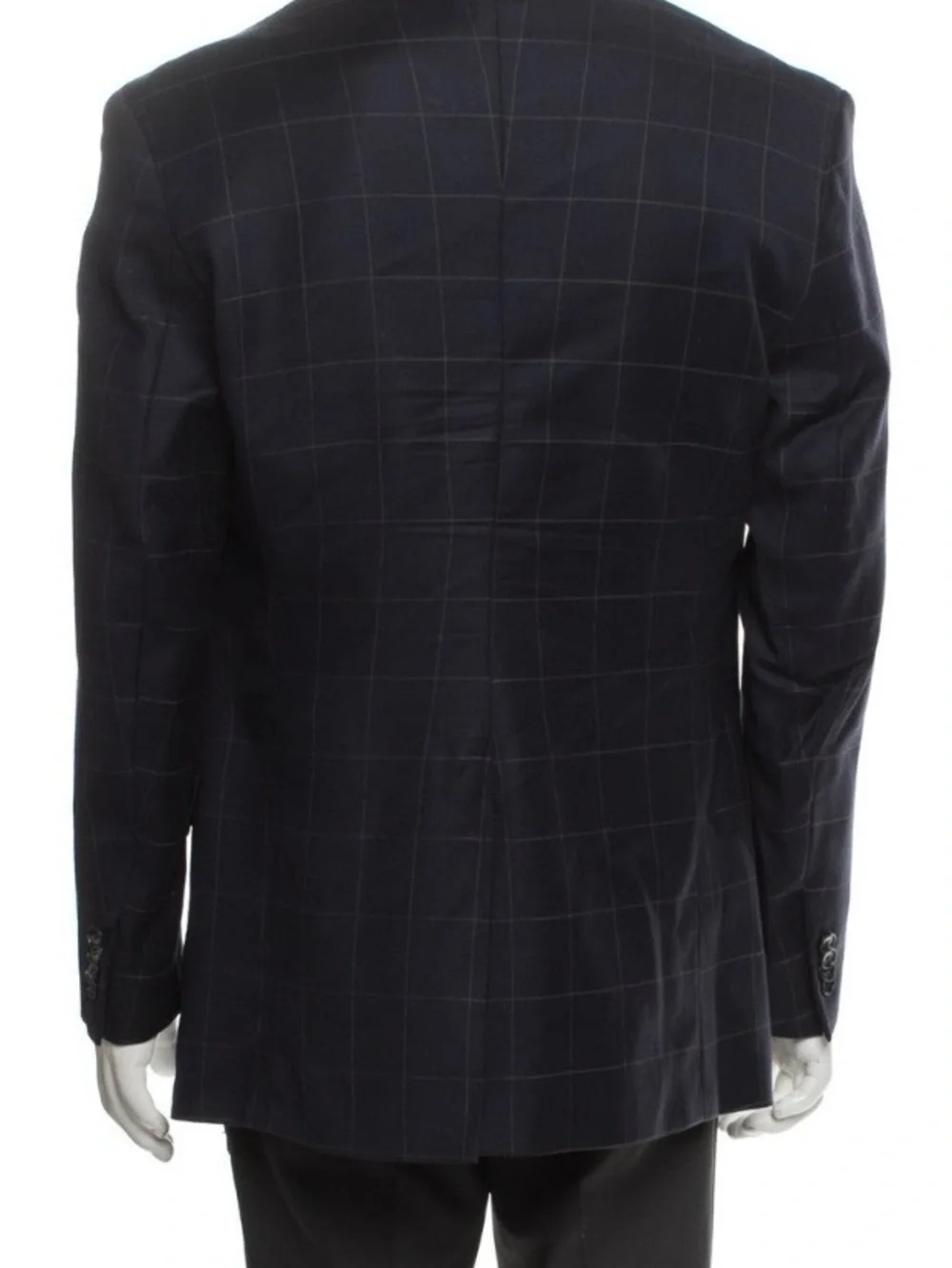 Paul Fredrick Navy Windowpane Sport Coat/Blazer  💯 Wool Sz 42R